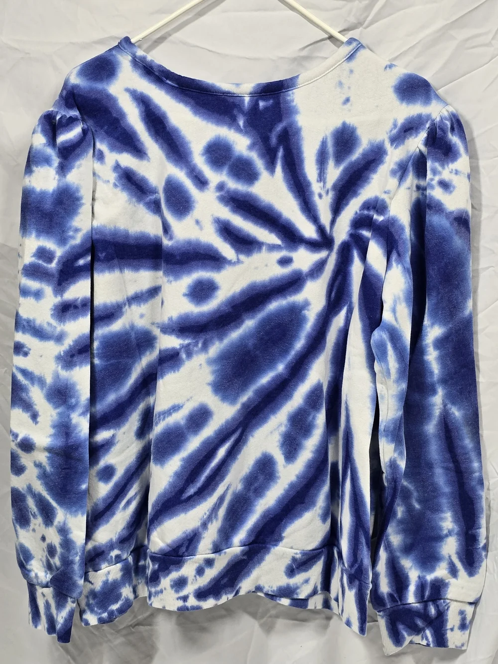 Halogen Blue White Tie Dye Puff Sleeve Sweatshirt Size 2X